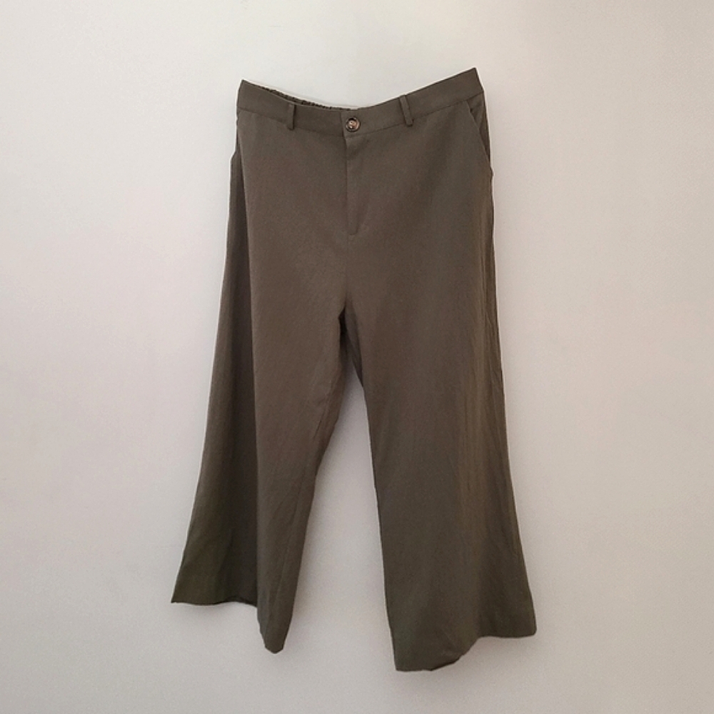 Lightweight Casual wide leg pants, M, khaki green